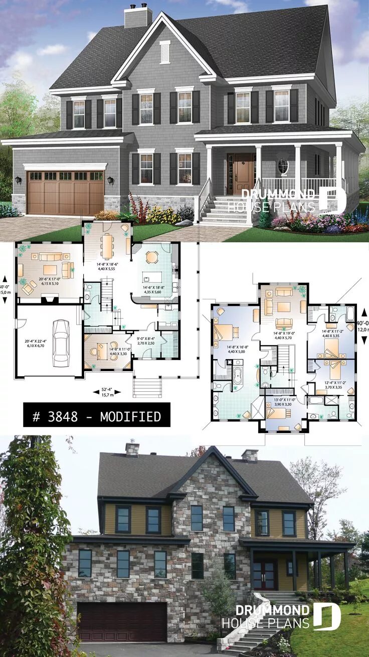 Проекты американских домов с планировками Discover the plan 3848 (La Fayette) which will please you for its 5, 4 bedrooms 