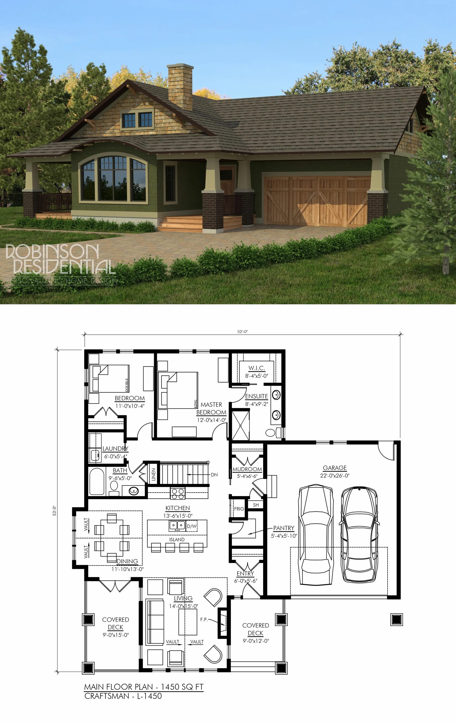 Проекты американских домов с планировками Craftsman L-1450 - Robinson Plans Retirement house plans, Dream house plans, Ran