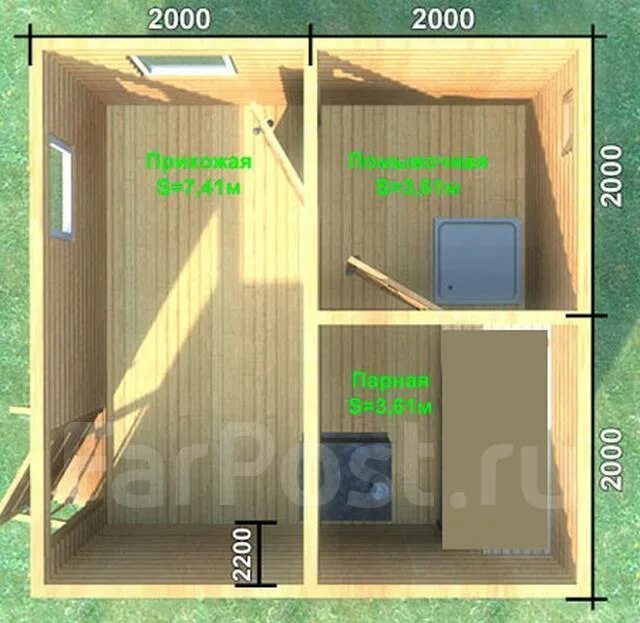 Проекты бань 4х4 фото Баня из бруса 4х4 метра, новый, в наличии. Цена: 720 000 ₽ в Хабаровске