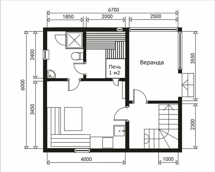 Проекты бань 6 5 фото план 1 этаже дома бани 4х6+2,5 под двускатной крышей на Доброй бане Проект дома,