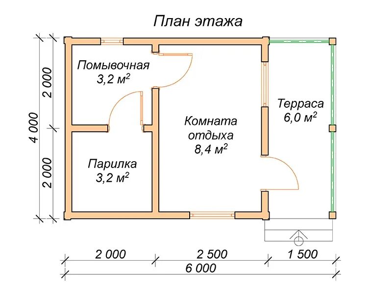 Проекты бань 6х4 с террасой фото Бани под ключ купить в Рязани