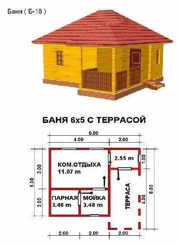 Проекты бань 6х4 с террасой фото Проект бани 4х6 с верандой