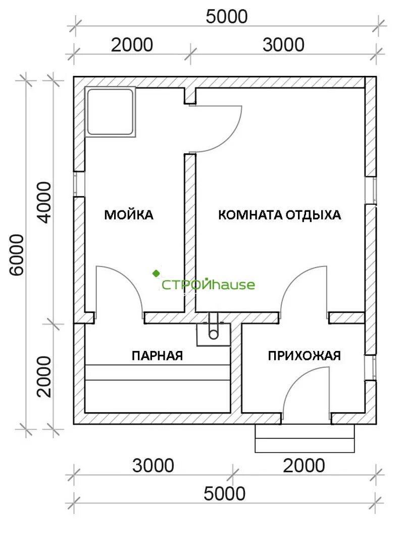 Проекты бань из газобетона бесплатно чертежи Проект бани из пеноблоков 6х4 фото - DelaDom.ru