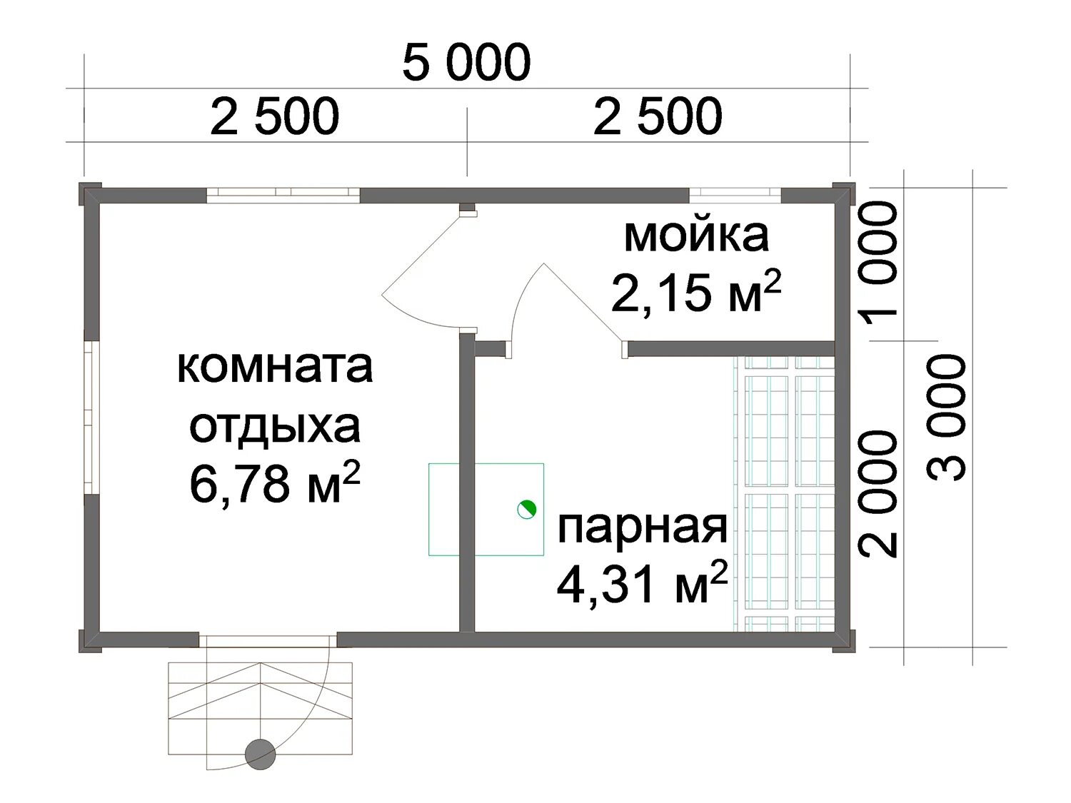 Проекты бань из пеноблоков с планировкой 5х4 Каркасные бани