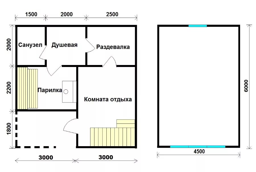 Проекты бань из пеноблоков с планировкой Баня из бруса 6х6 с мансардой под ключ, цена: 535000 рублей