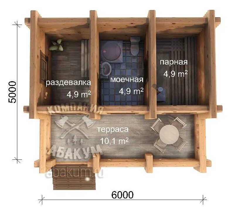 Проекты бань парилка мойка фото Баня из сруба оцилиндрованного бревна