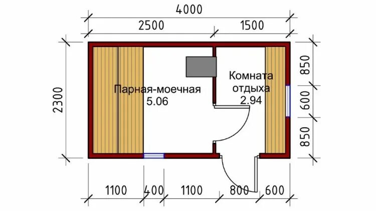 Проекты бань парилка мойка фото Мобильная баня 4.0х2.3