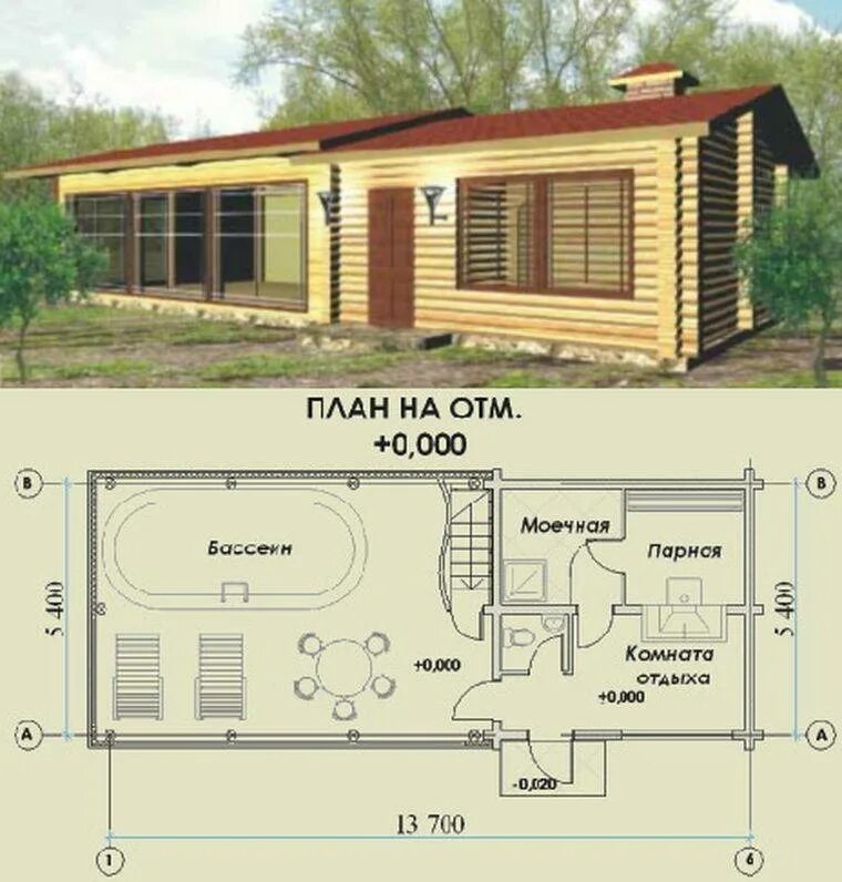 Проекты бань цена фото Баня с комнатой для проживания Bel-Okna.ru