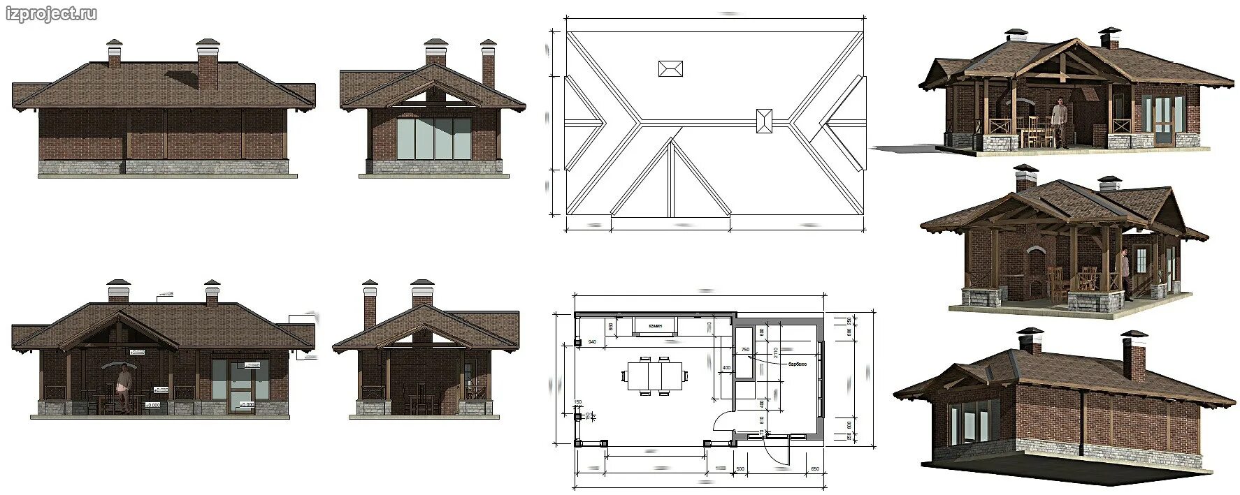 Проекты беседок с барбекю чертежи Проект беседки с летней кухней и барбекю.