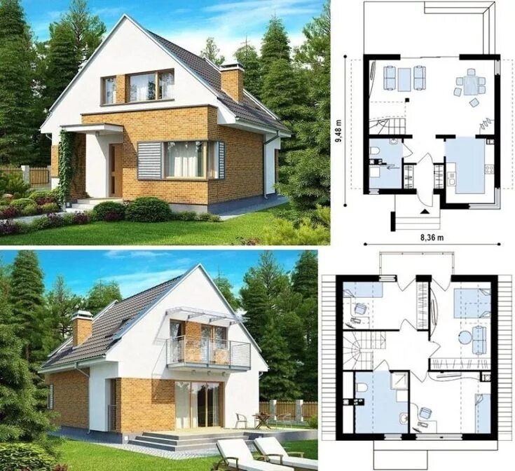 Проекты частных домов фото и схемы мансарда с балконами Одноэтажный дом, Архитектура фасадов, Дом