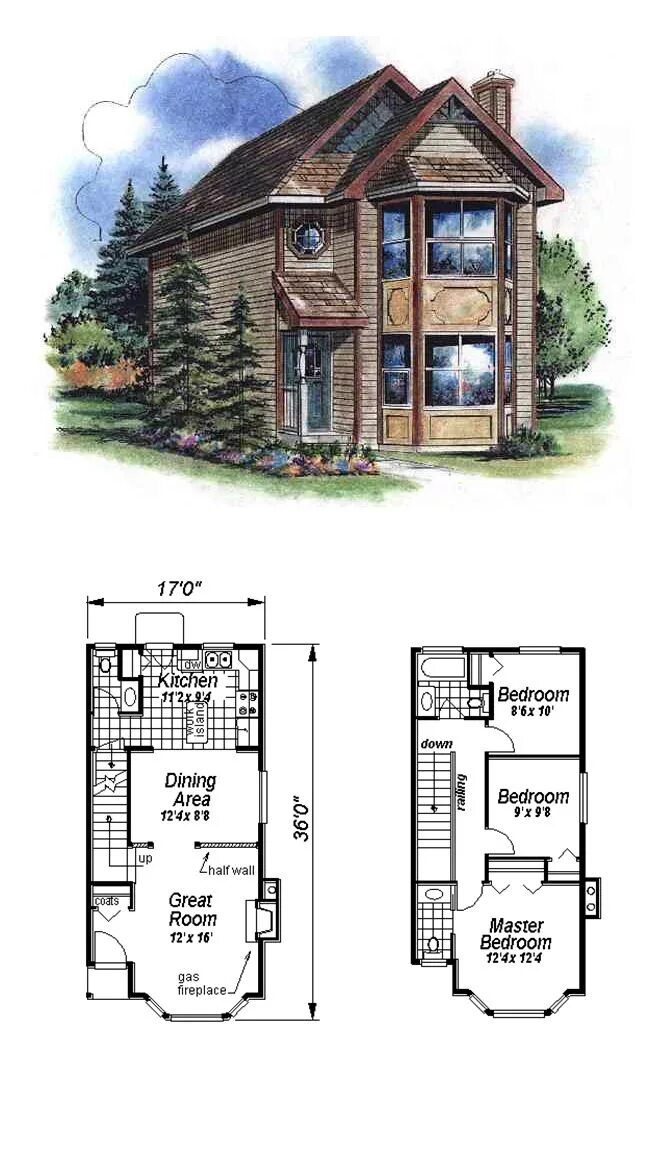 Проекты чертежей небольших домов Plan 58522 Narrow Lot Style with 3 Bed, 3 Bath Sims house plans, Vintage house p