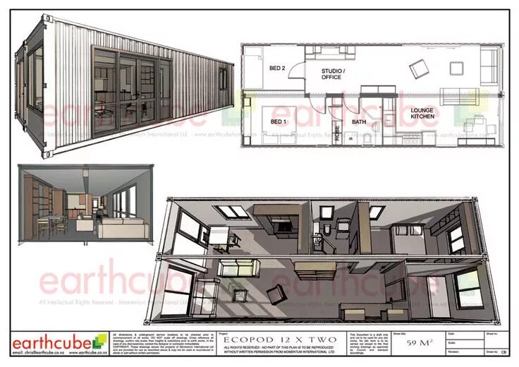 Проекты чертежи домов с морских контейнеров Earthcube " Plan Gallery Building a container home, Tiny container house, Contai