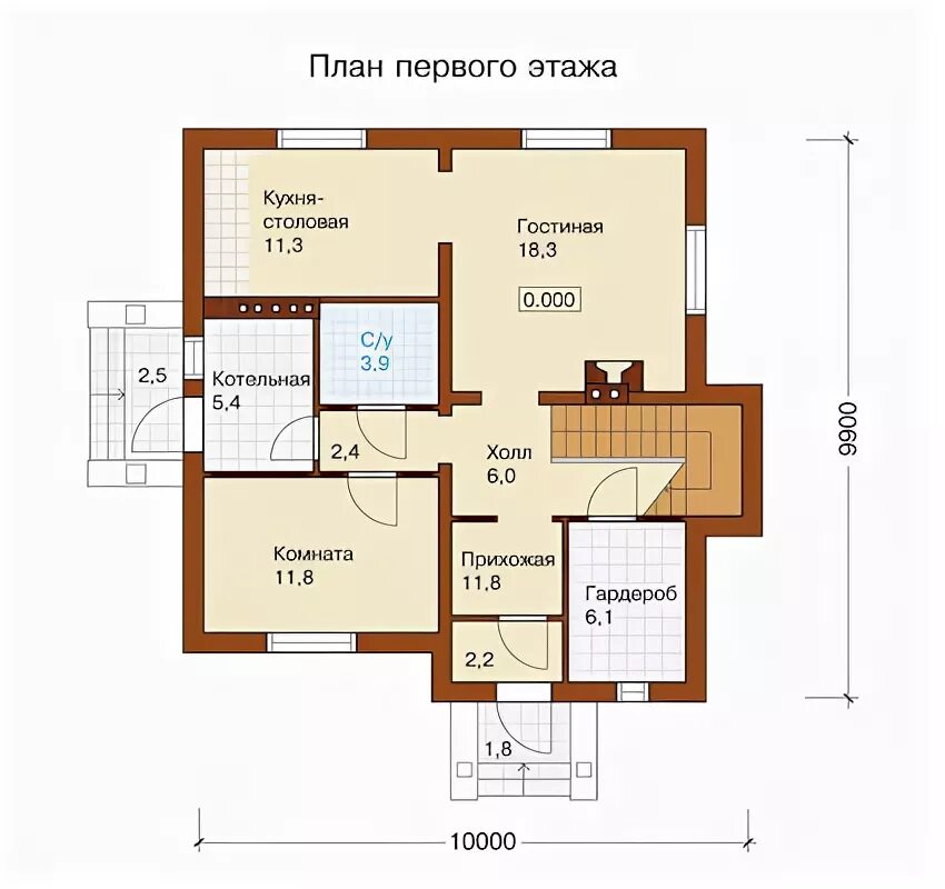 Проекты домов 10х10 двухэтажный планировка Купить проект загородного особняка 10х10 I-164-1P на сайте moshomes.ru