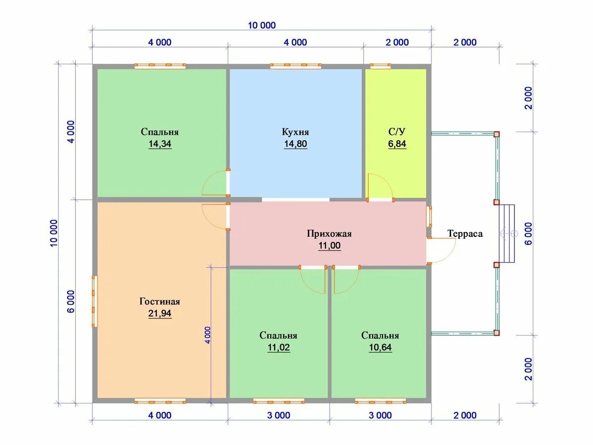 Проекты домов 10х10 фото Дом 10х10 одноэтажный фото - DelaDom.ru