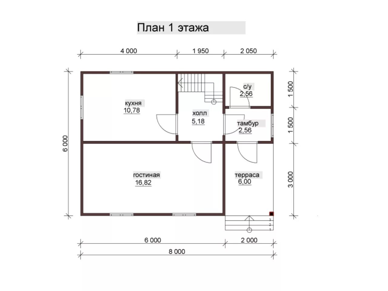 Проекты домов 6х8 одноэтажного дома планировка Дом 6х8 под усадку - проект дома 6х8