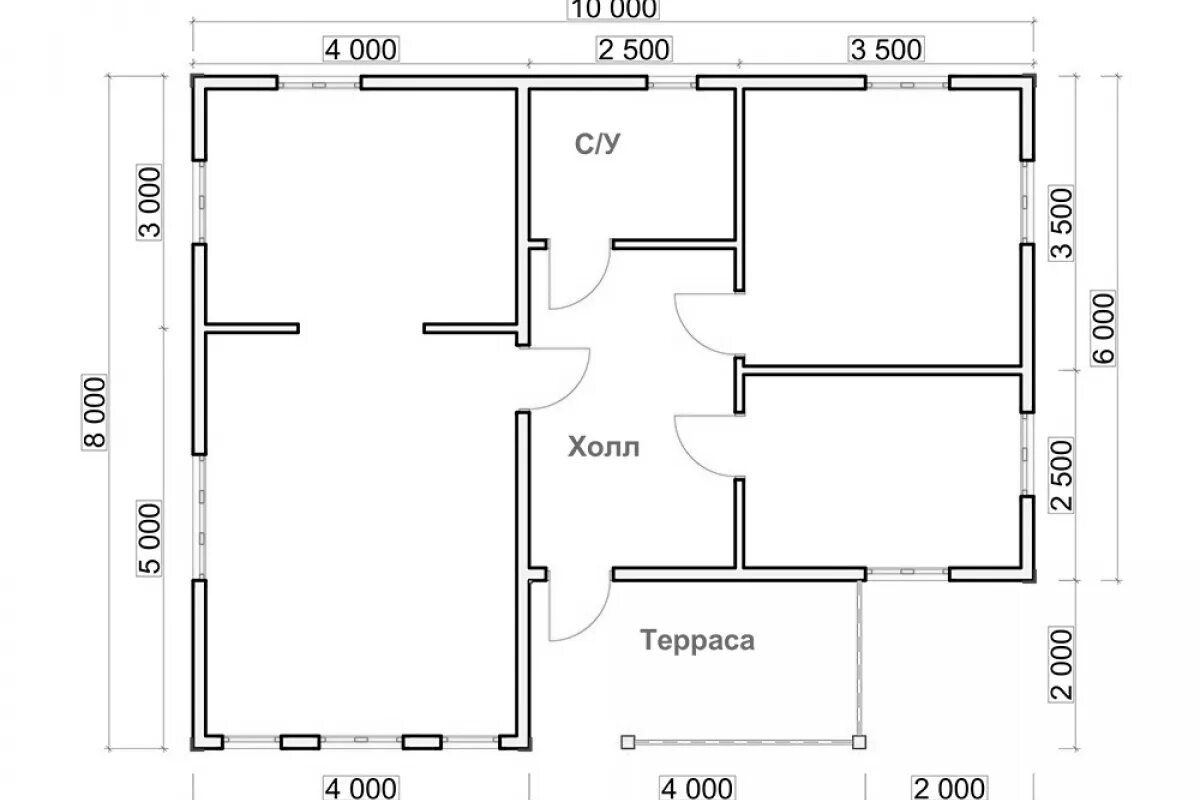 Проекты домов 8 10 бесплатно чертежи Планировка дома 8х10 одноэтажный фото - DelaDom.ru