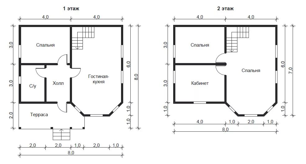 Проекты домов 8 10 бесплатно чертежи Каркасно-щитовой двухэтажный дом 8x8 в Ростове "Юг Дом"