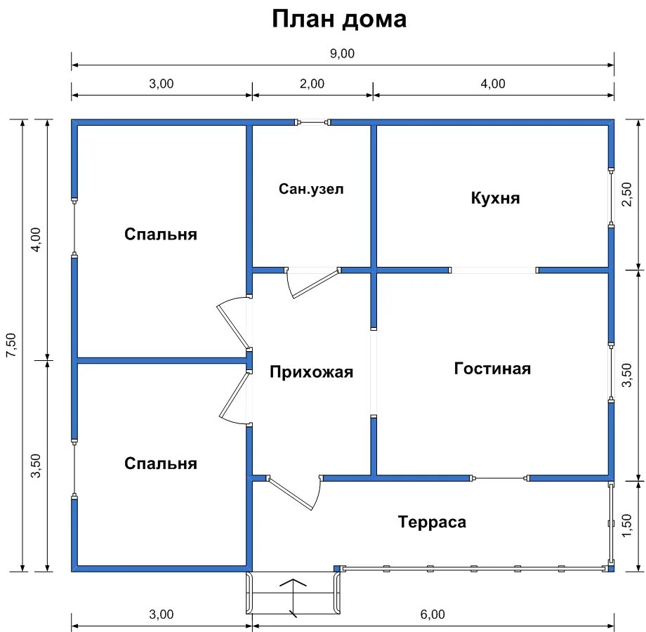 Проекты домов 8 10 бесплатно чертежи Расположение комнат в доме 9 на 11 - Дом Мебели.ру