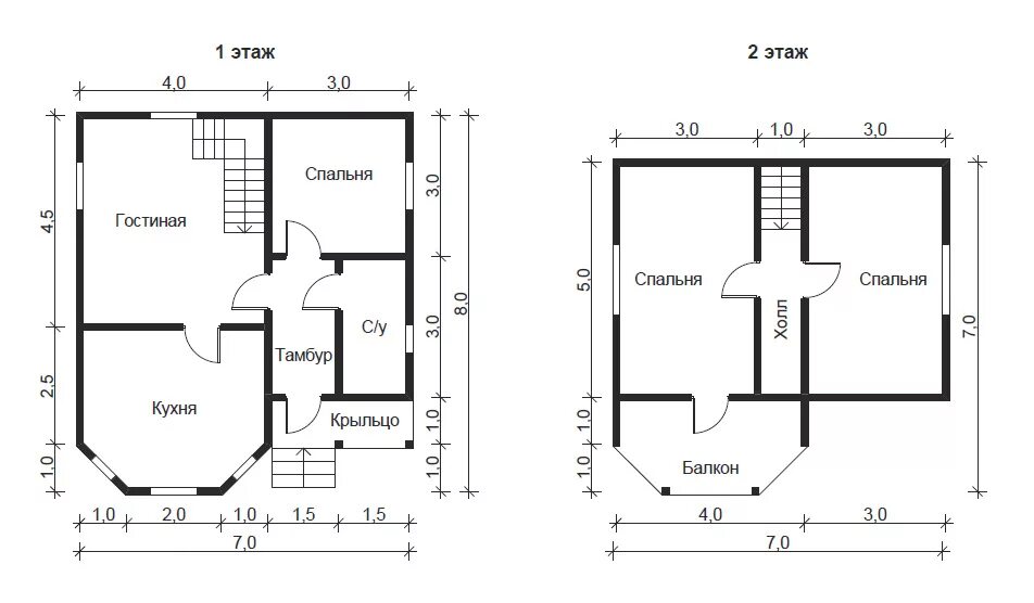 Проекты домов 8 8 бесплатно чертежи Двухэтажный каркасно-щитовой дом 7x8 в Ростове "Юг Дом"