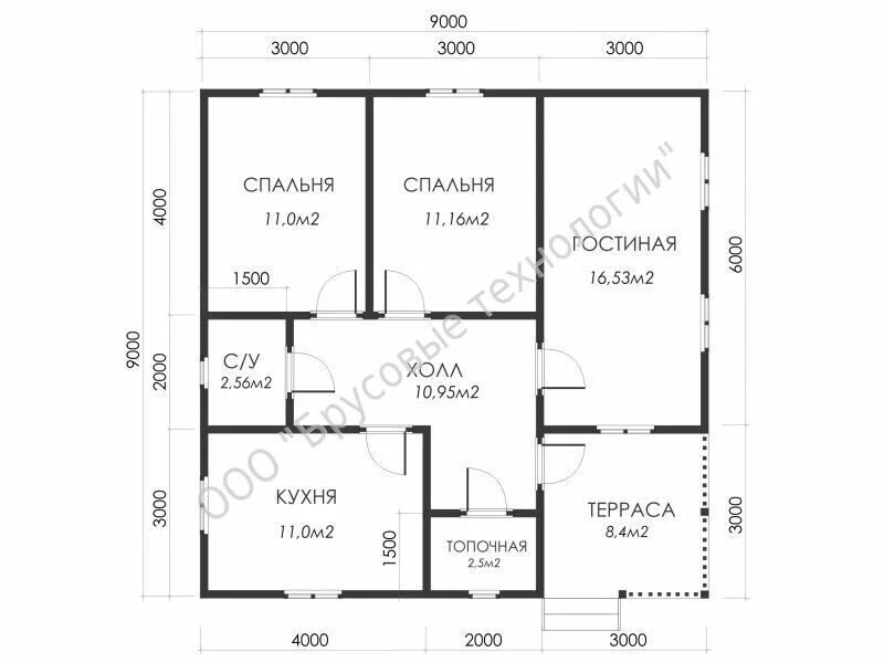 Проекты домов 9х9 одноэтажный планировка Строительство в деревне Теремец