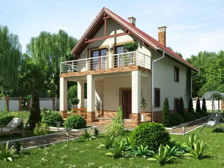 Проекты домов балконами фото Как выглядит дом с балконом House styles, House design, House