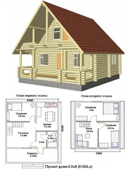 Проекты домов из бруса бесплатно чертежи Country house project with attic floor. Срубы Псков дома, бани, беседки ВКонтакт