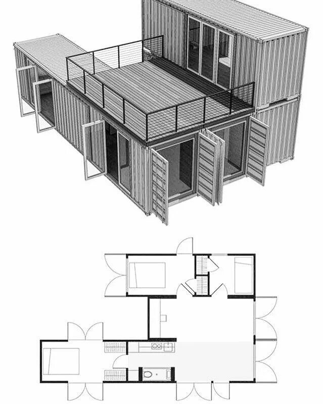 Проекты домов из контейнеров с планировкой Pin by Macrame Delight&Carbonetherm & on Konteyner ev Container house, Building 