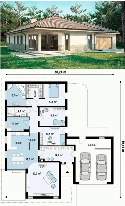 Проекты домов одноэтажных 100кв фото Проекты домов с гаражом - Могилев (ID# 123497527), цена: 650 руб., купить в Грод