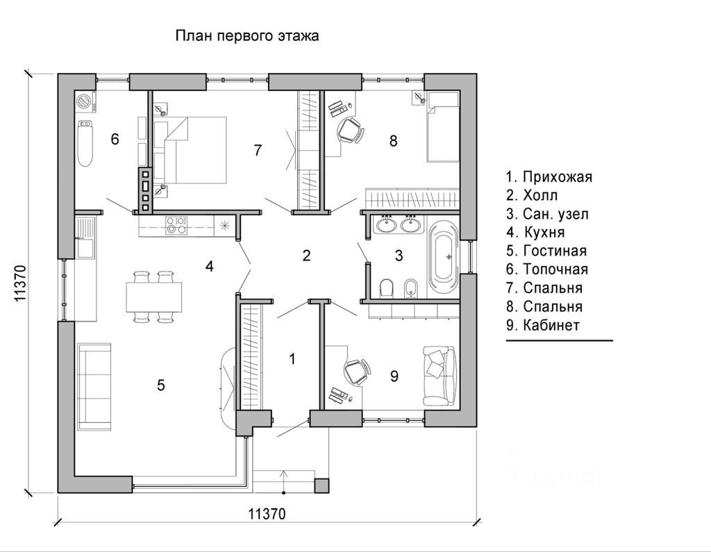 Проекты домов одноэтажных в дагестане схема фото Продаю дом 97.7м² ул. Крупской, 12А, Горячий Ключ, Краснодарский край - база ЦИА