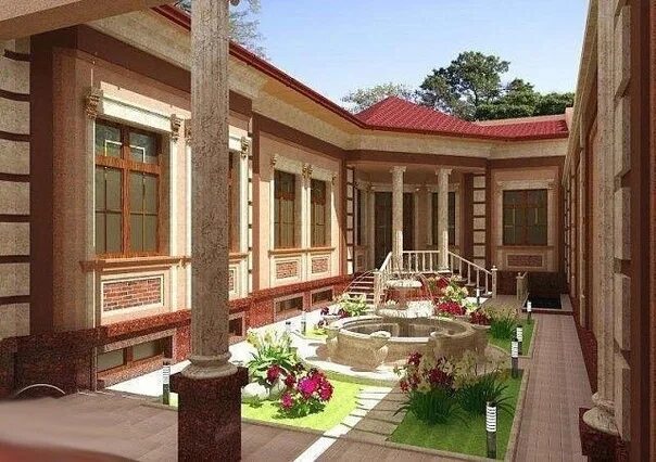 Проекты домов узбекистана фото Country house. One-storey architecture with a courtyard. 2022 Креативы для дома.