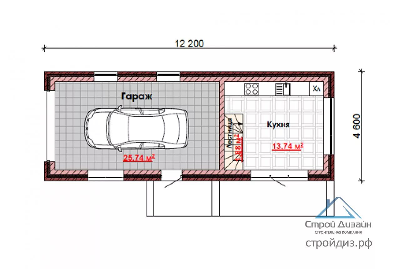 Проекты гаража с хозблоком фото Схема гаража HeatProf.ru