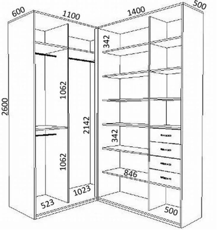 Проекты гардеробных с размерами фото Угловой шкаф-купе 54 чертежа Closet remodel, Closet design layout, Closet renova