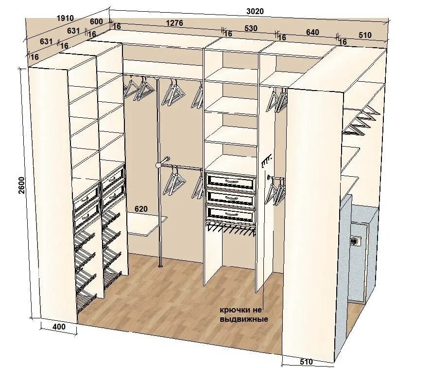 Проекты гардеробных с размерами фото Планировка гардеробной комнаты с размерами (107 фото): проект на 1,5, 2, 3 и 4 к