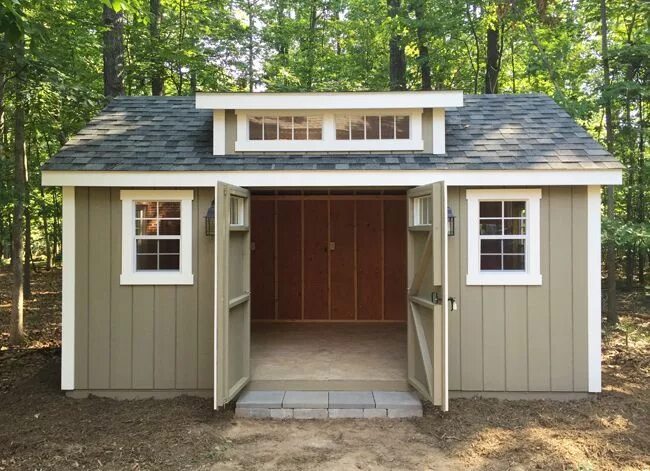 Проекты хозблока для дачи фото Our new Amish-built storage shed promises to solve our garage disorganization an