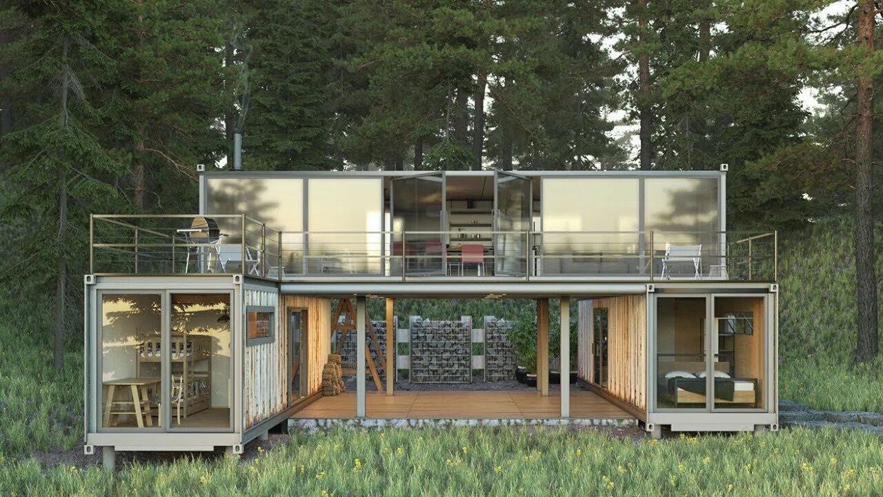 Проекты из морских контейнеров фото Shipping Container House Model for Family of 4 People - YouTube