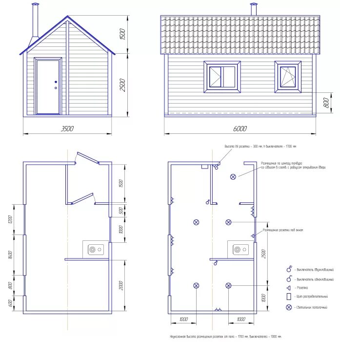 Проекты каркасных домов для дачи бесплатно чертежи D543. Садовый домик "Дачник" на базе двух модулей размером 6 × 3,5 м