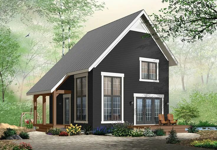 Проекты каркасных домов фото бесплатно Plan #23-2267 - Houseplans.com Modern cottage, Drummond house plans, Cottage pla