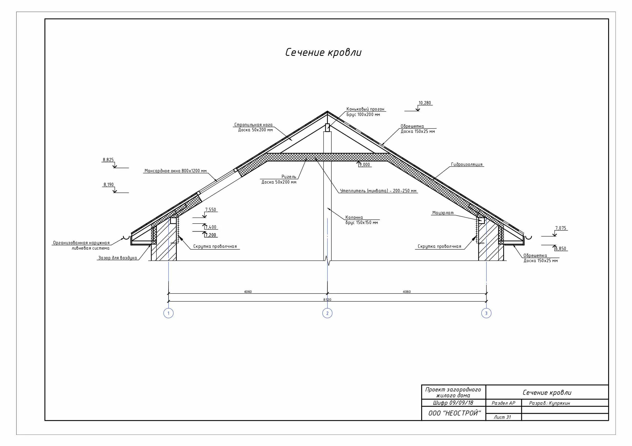 Проекты кровли домов чертежи Разрез крыши чертеж фото - DelaDom.ru