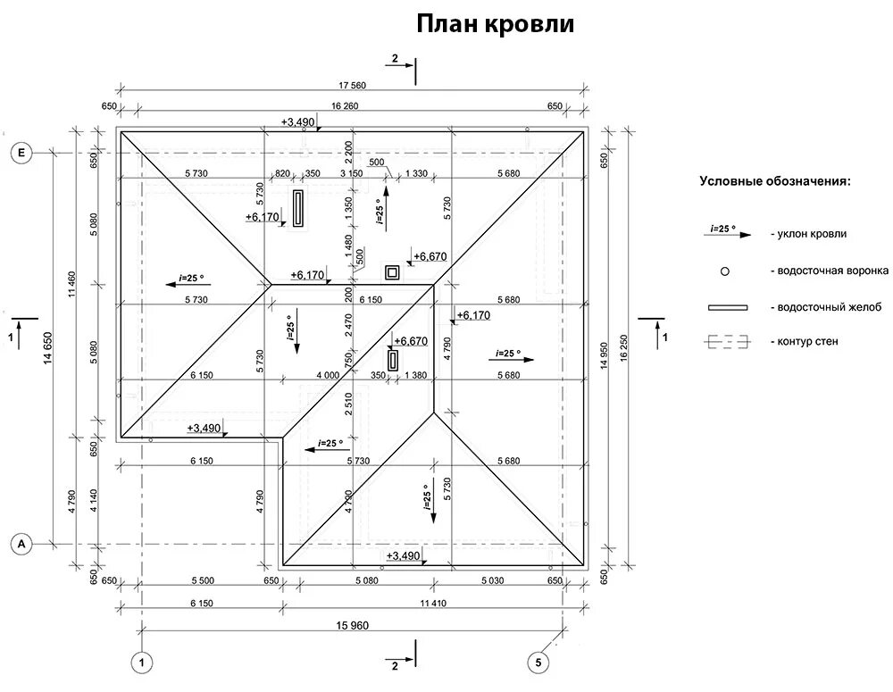 Проекты кровли домов чертежи Одноэтажный дом с гаражом 151 кв.м. (16х15м)