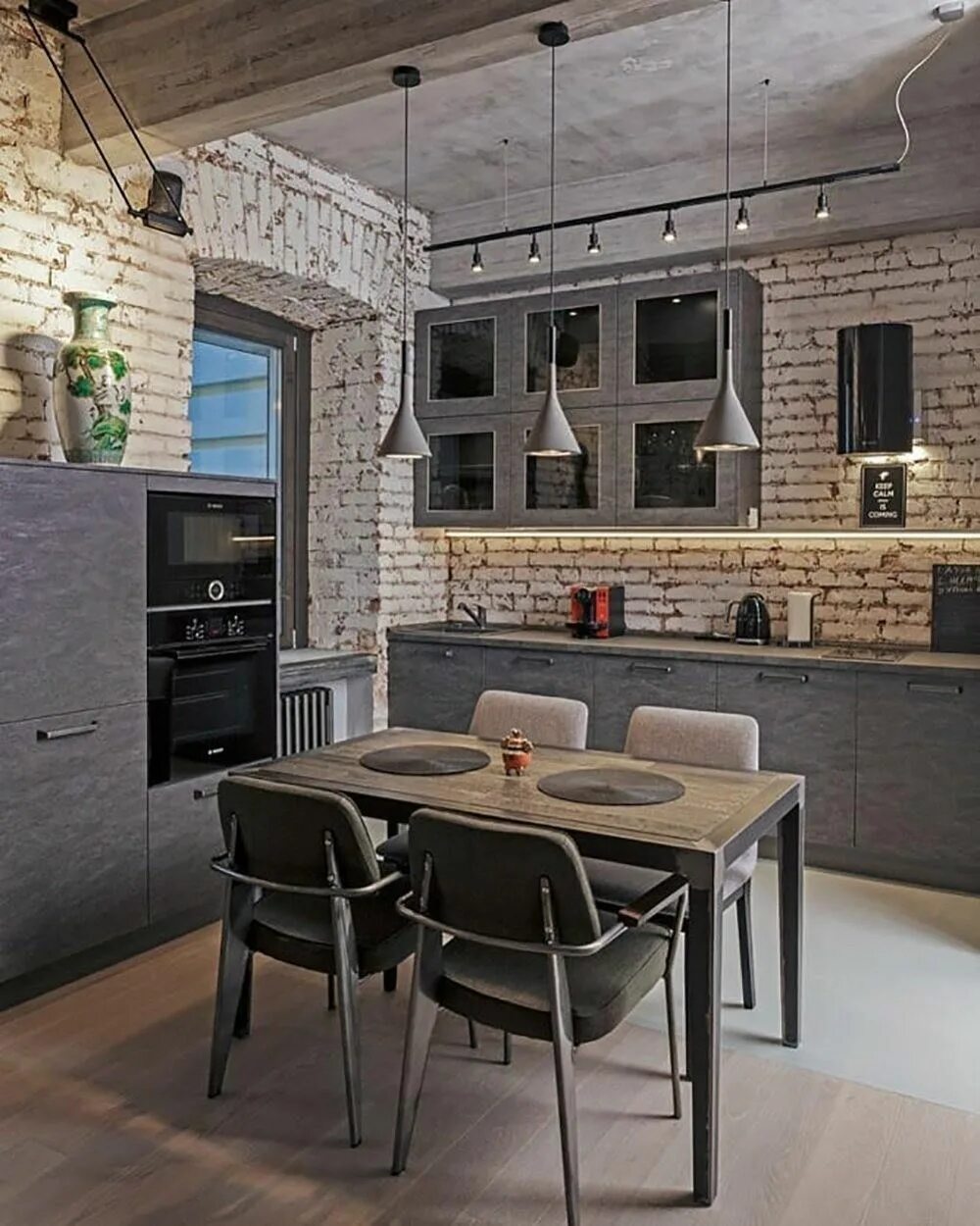 Проекты кухонь в стиле лофт Conical Concrete Pendant Light Cocina tipo loft, Cocina estilo industrial, Diseñ