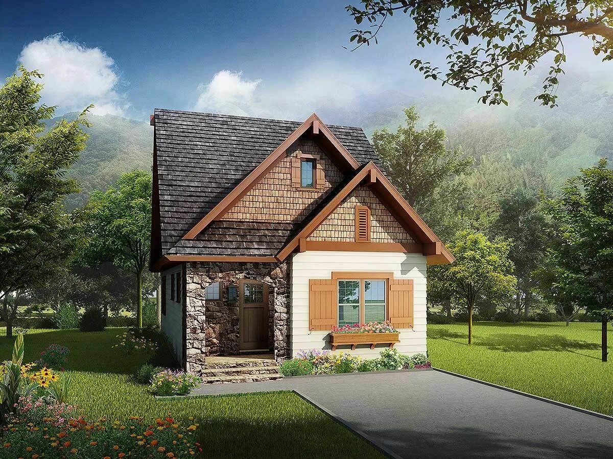 Проекты маленьких частных домов фото Plan 17807LV: Rustic Craftsman Cottage in 2022 Craftsman cottage, Craftsman styl