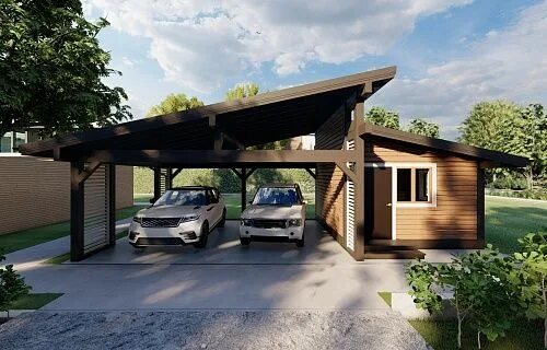 Проекты навесов фото Навесы для машин из дерева, клееного бруса в Москве Garage design, House constru