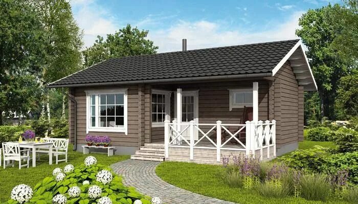 Проекты небольших домов с террасой фото Mõnus suvila. House exterior, House design, Cottage homes