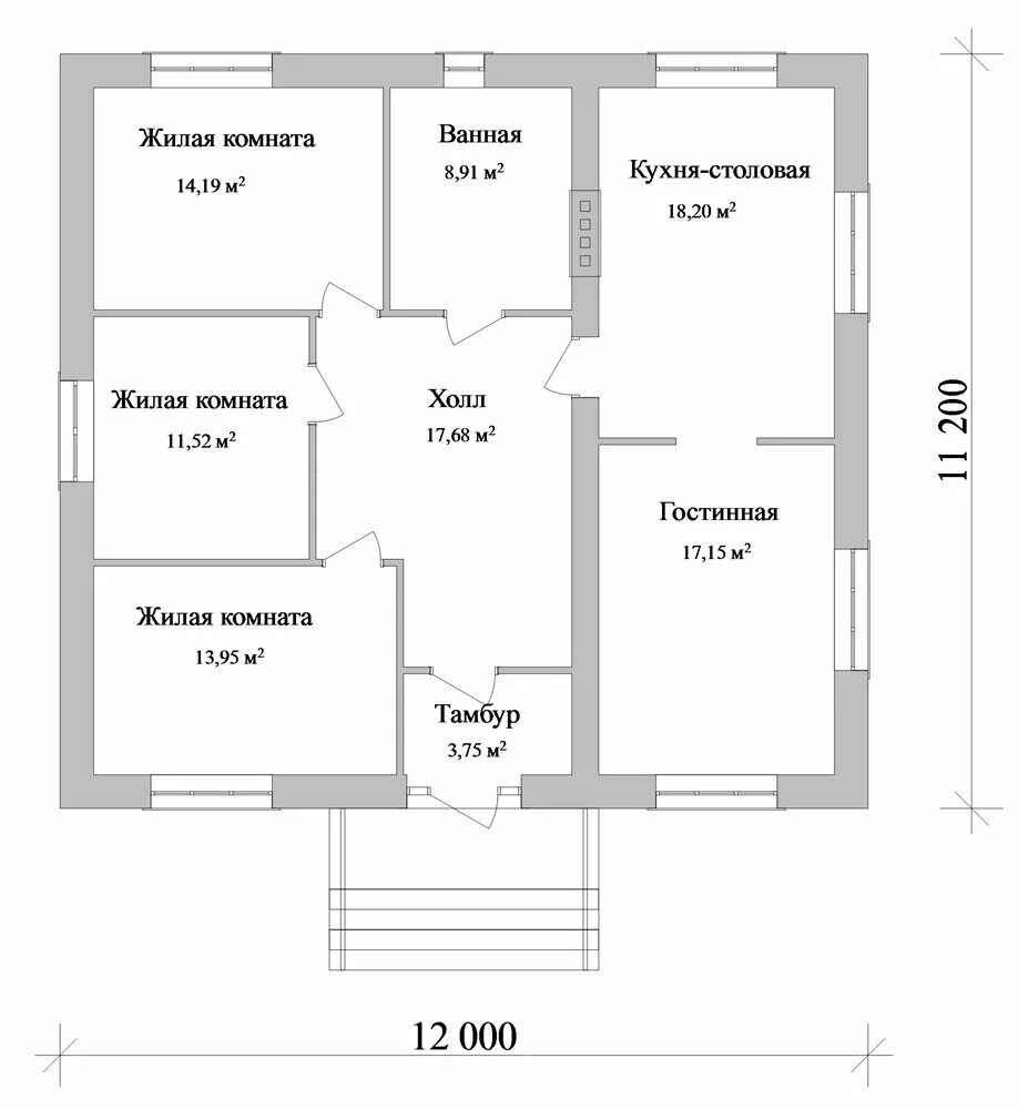 Проекты одноэтажных домов 3 спальни фото Проект дома B-091 - купить в интернет-магазине по низкой цене на Яндекс Маркете