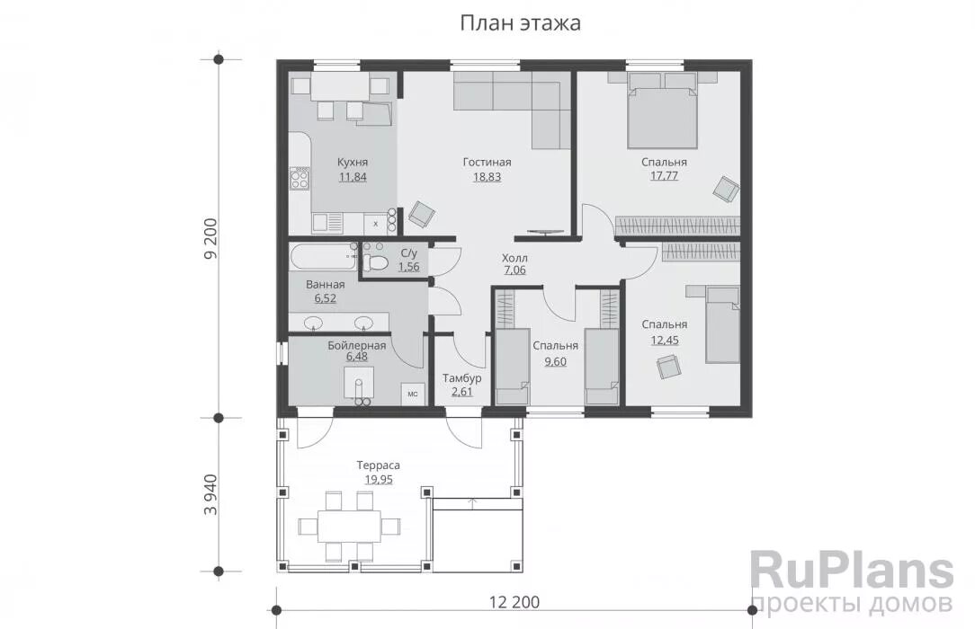 Проекты одноэтажных домов 3 спальни фото Проекты домов от 100 до 120 м² в один этаж (1 этаж) Страница 2