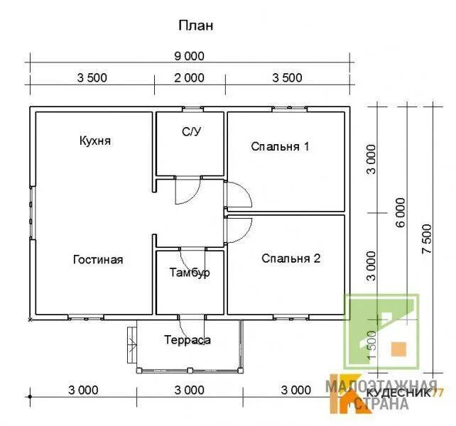 Проекты одноэтажных домов 6х9 планировка Дом одноэтажный 6х9 проект