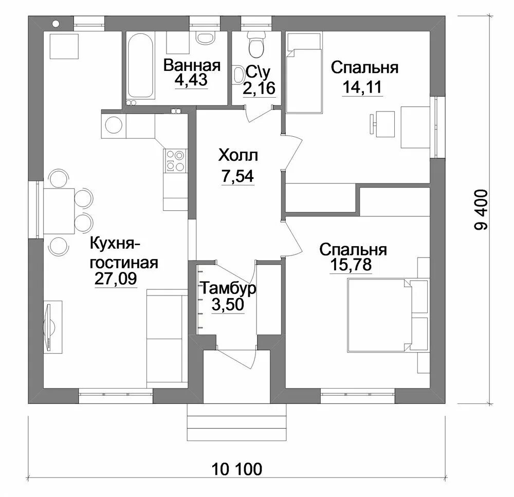 Проекты одноэтажных домов с планировкой 2 спальни Проект дома A-082 - купить по выгодной цене на Яндекс.Маркете