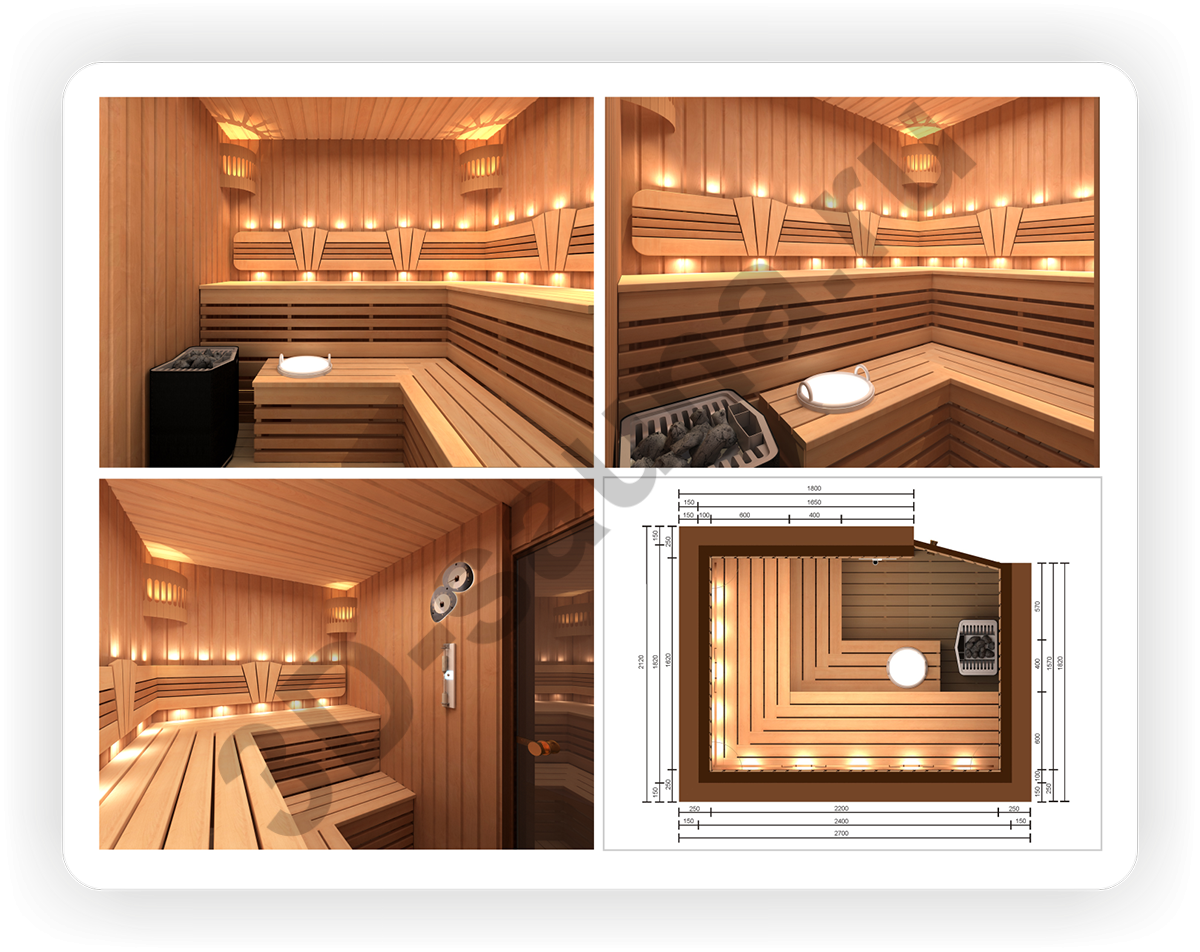 Проекты парилок фото 3D проектирование помещений на заказ - визуализация саун, турецких бань, соляных