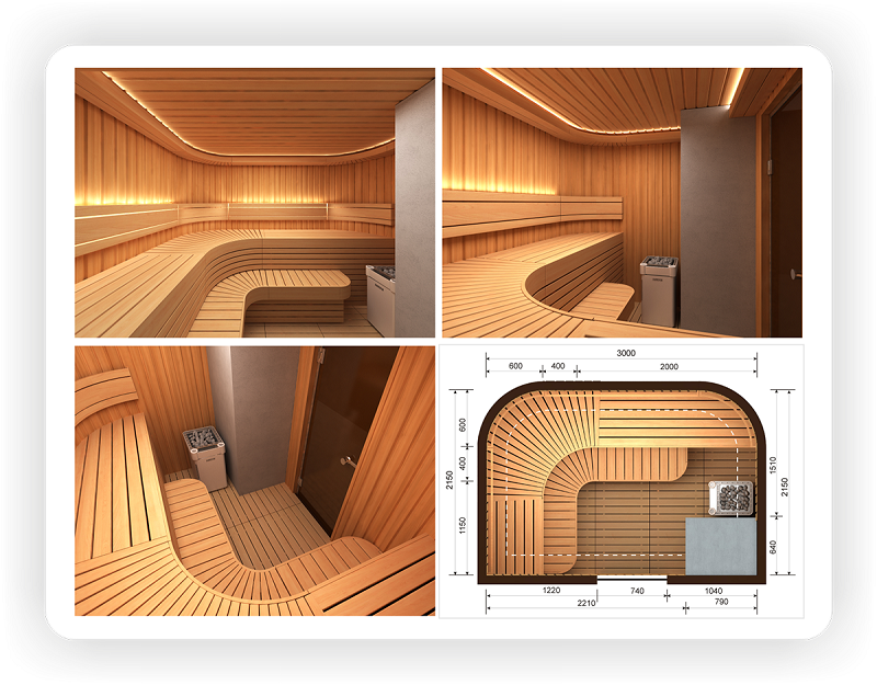 Проекты парилок фото 3D - проекты саун и бань Наши проекты по визуальному моделированию сауны 3d-saun