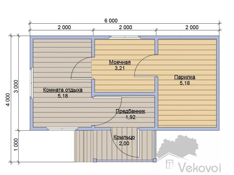 Проекты планировки бани 3 6 Баня из бруса 6 на 3 с крыльцом под ключ и усадку готовые проекты от Vekovoi.ru